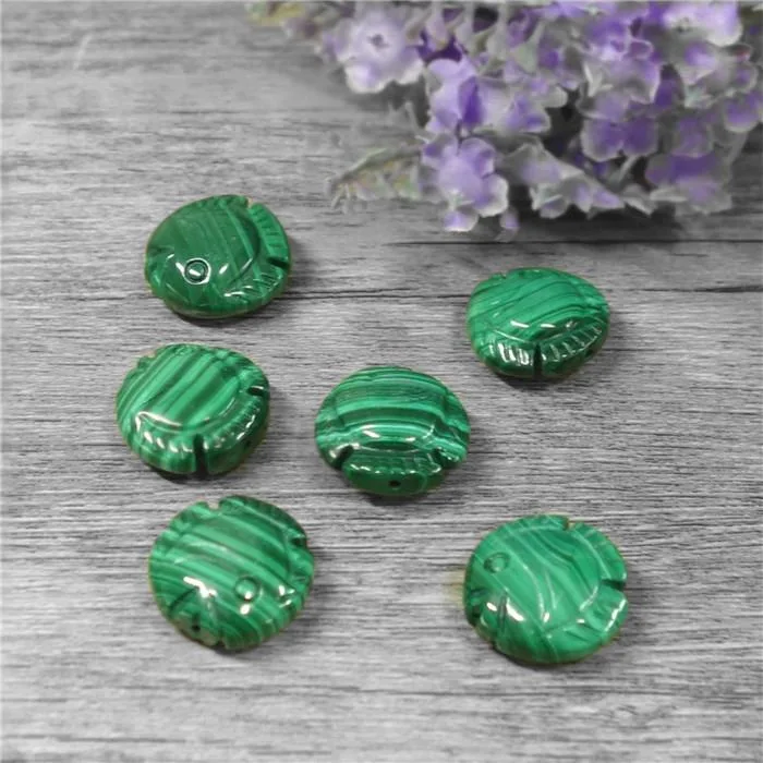 Natural Malachite Gemstone Carved Fish Beads for Jewelry Making