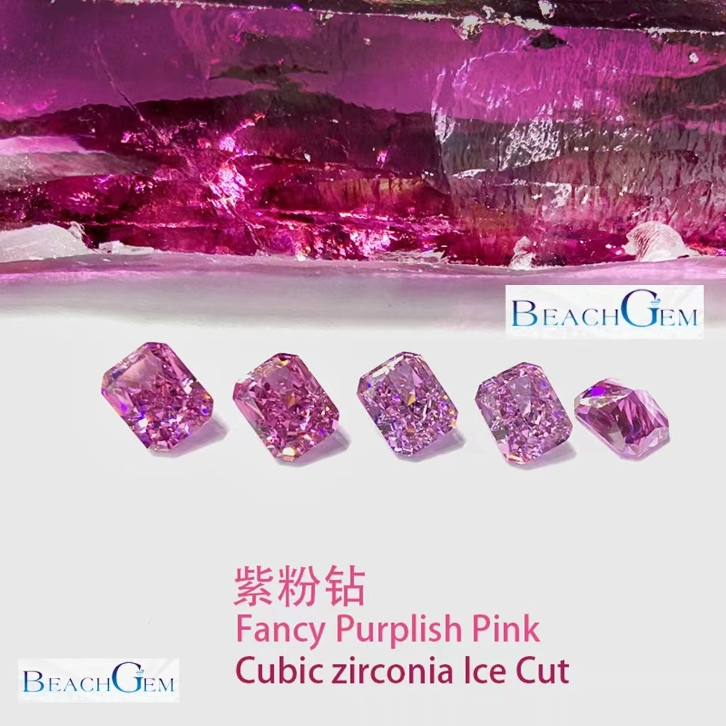 Rose Purple Crushed Ice Cut Cubic Zirconia Gemstone for Jewelry Setting