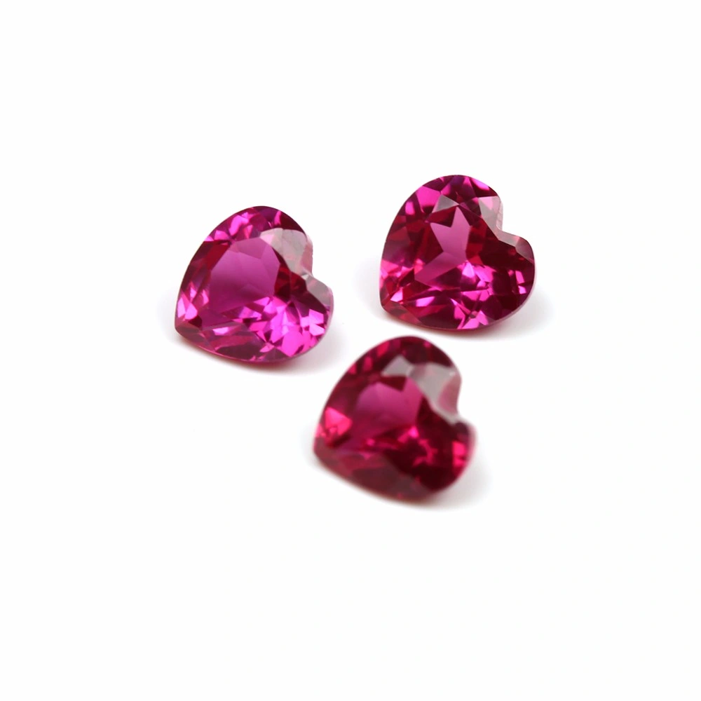 Qianjian Gems Price 5# Ruby Red Color Polished Corundum Heart Shape Cut Stones Synthetic Lab Created