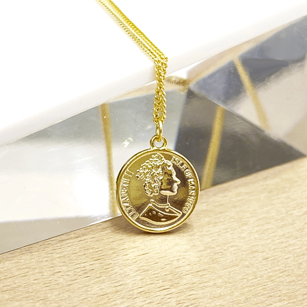 2023 Fashion New Coin Necklace 925 Sterling Silver Jewellery Customerize 14K Gold Plated