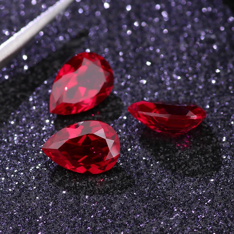 Provence Jewelry High Quality Synthetic Pear Cut Ruby Artificial Ruby Gemstone for Making Jewelry