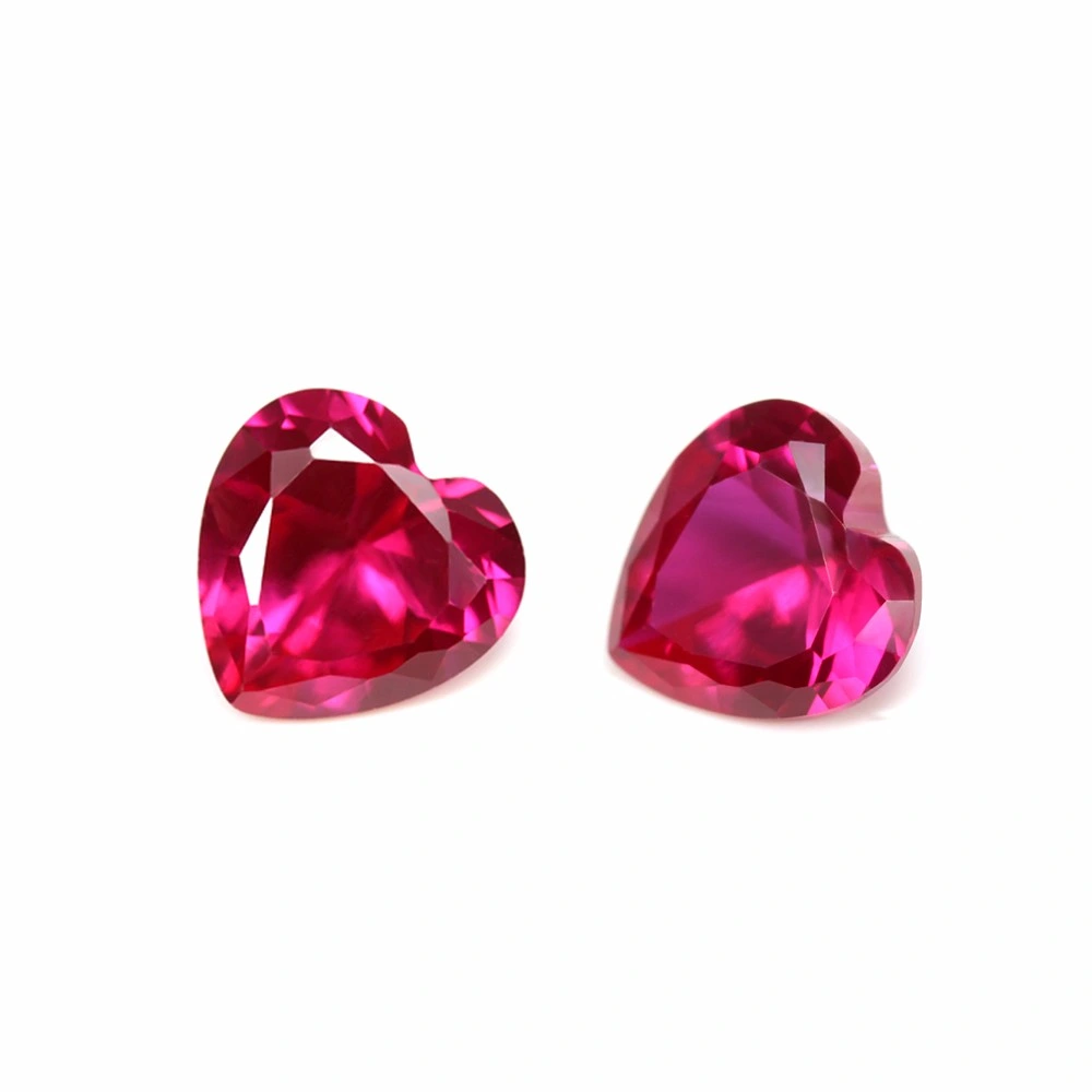 Qianjian Gems Price 5# Ruby Red Color Polished Corundum Heart Shape Cut Stones Synthetic Lab Created