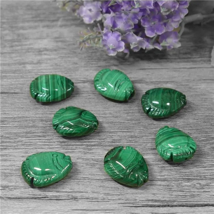 Natural Malachite Gemstone Carved Fish Beads for Jewelry Making